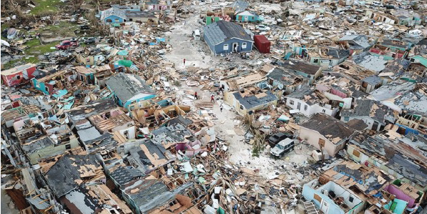 Aerial view of the Bahamas after Hurricane Dorian created devastating damage