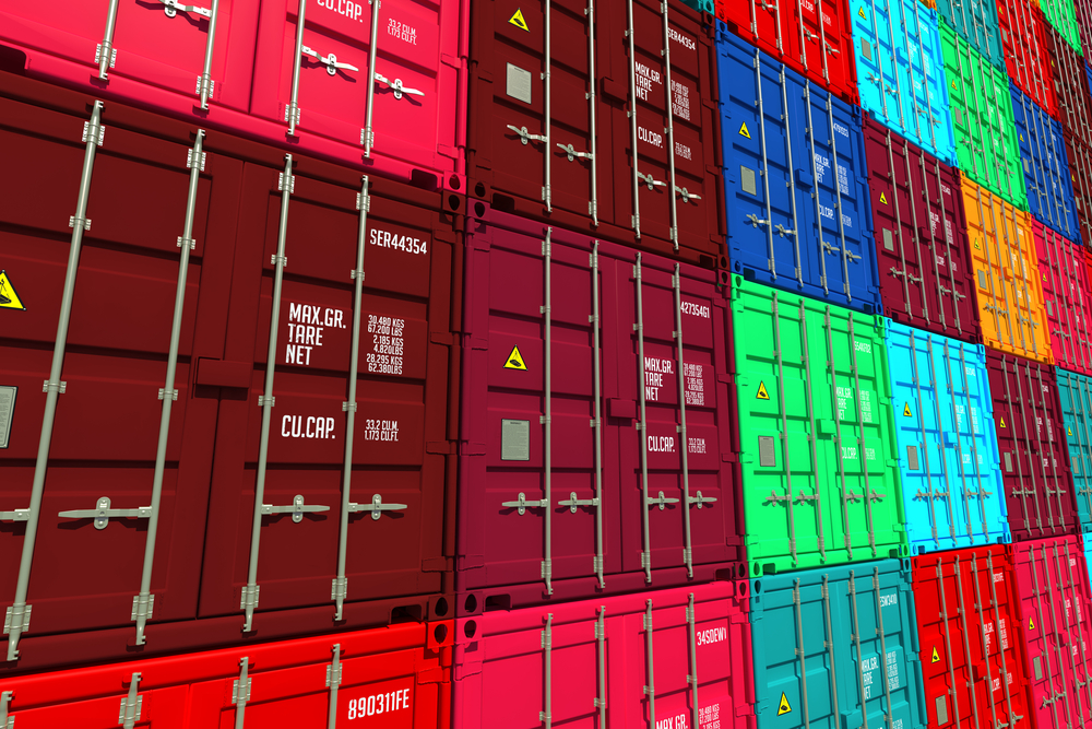 Stacked cargo containers